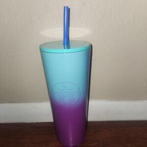 Starbucks Brand New Blue Teal Purple Ombre Stainless Steel Venti "Sully" Tumbler